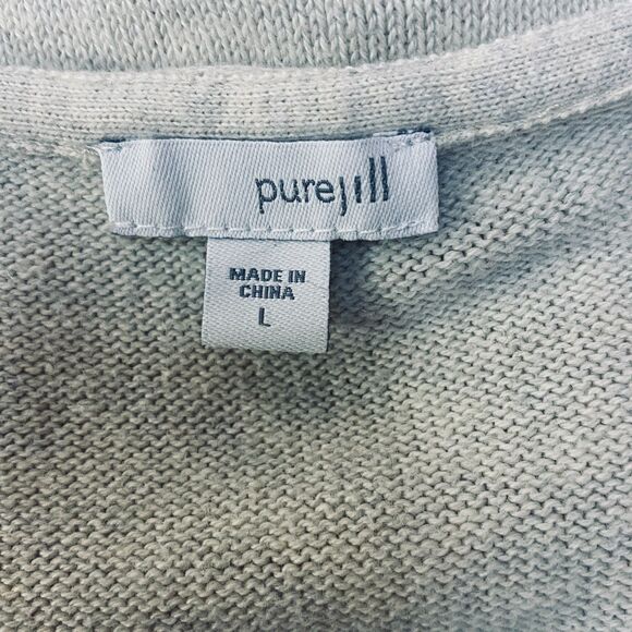 J Jill Pure Jill Oatmeal V Neck Long Sleeve Pullover Minimalist Cozy Sweater L - Picture 3 of 10